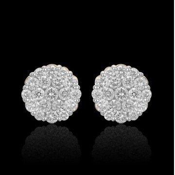 10k gold natural diamond invisible setting earrings , unisex wear .