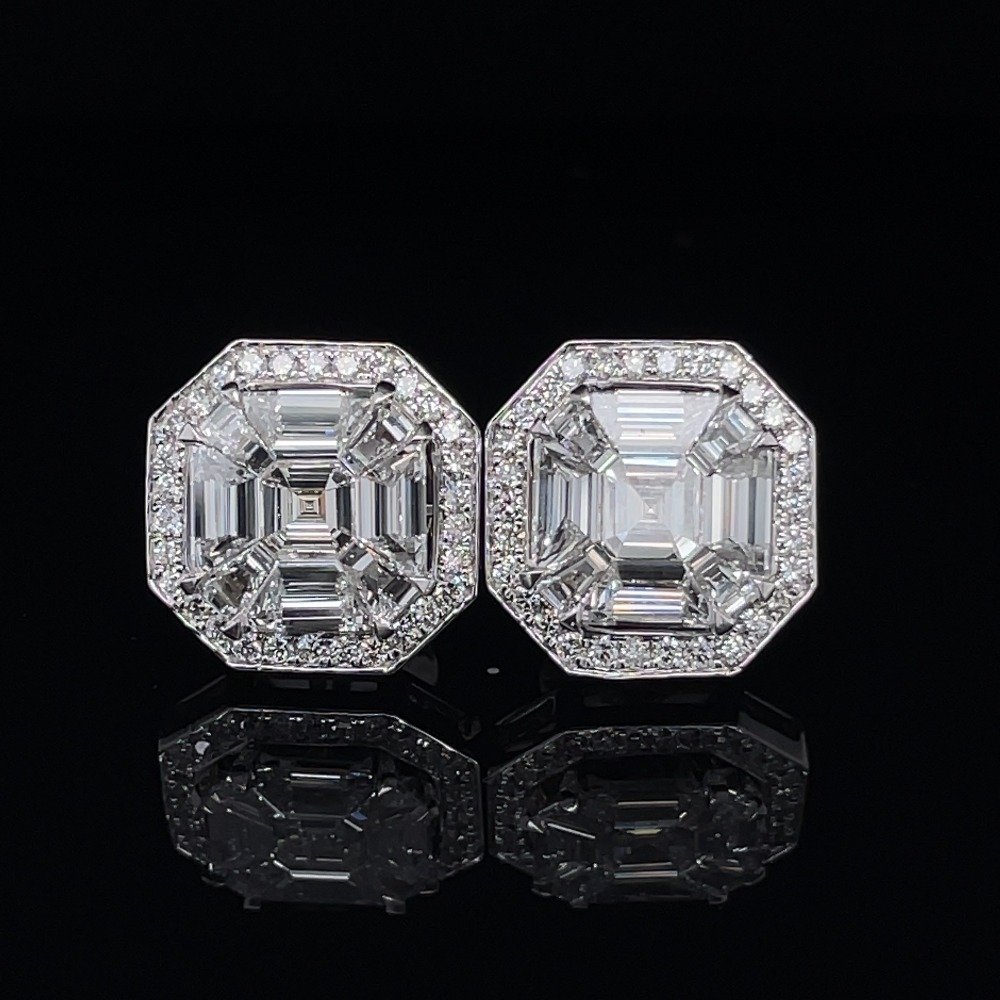 Pie cut diamond earrings , natural diamond and 18kt gold