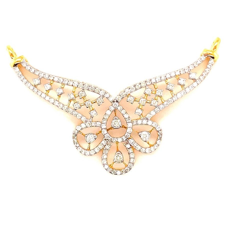 14k gold with natural diamond mangalsutra pendent for indian brides