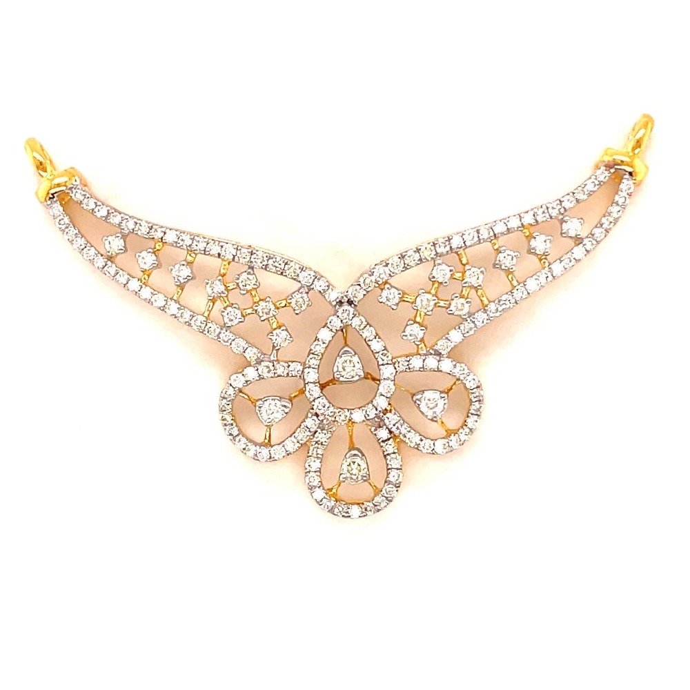 14k gold with natural diamond mangalsutra pendent for indian brides