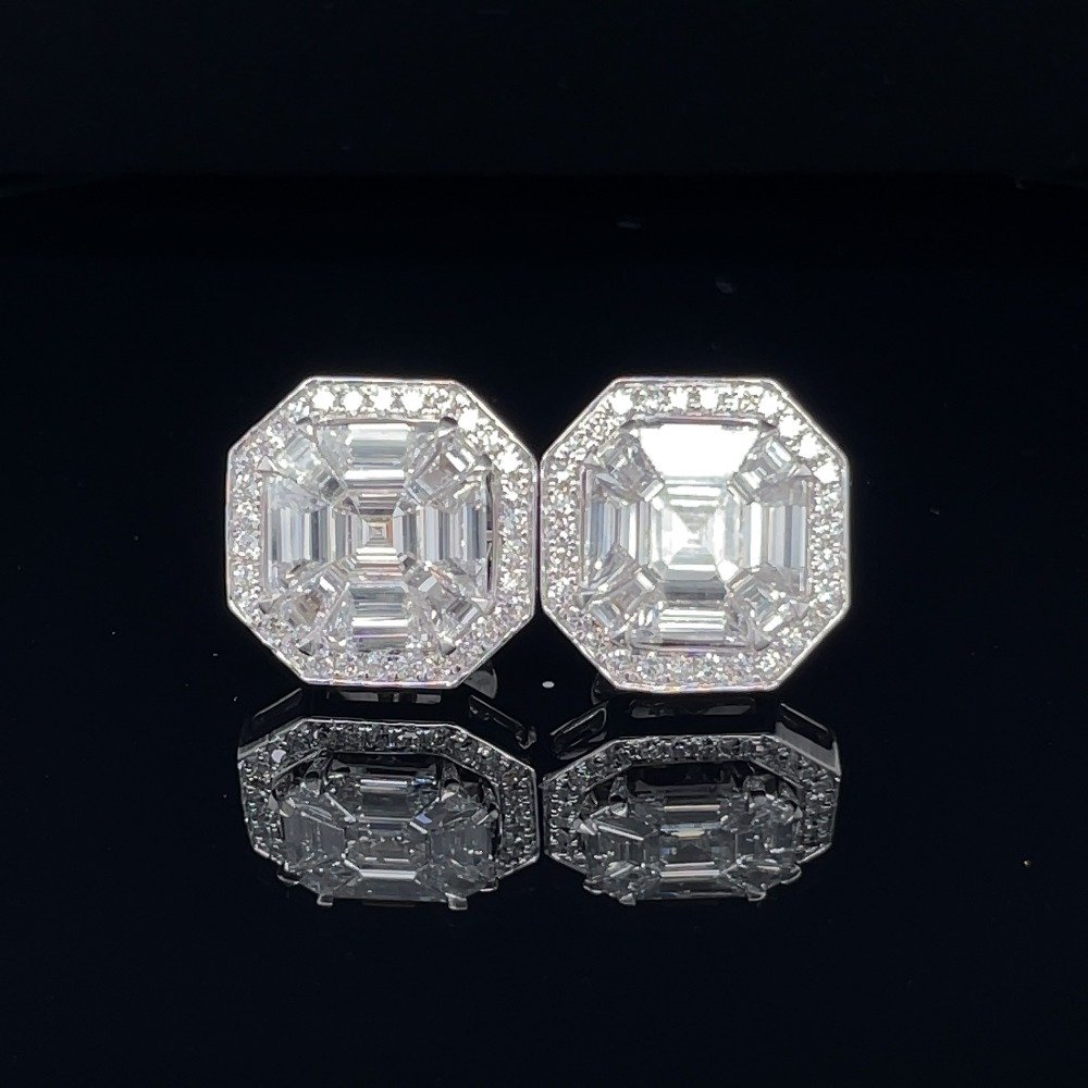 Pie cut diamond earrings , natural diamond and 18kt gold